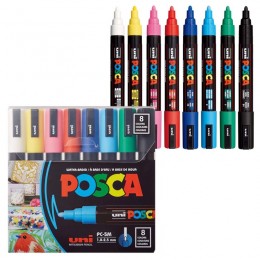  Набір UNI Posca PC-5M 8 шт  Basic Colors